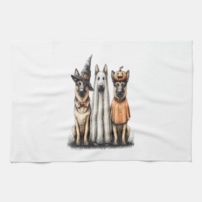 Halloween Ghost German Shepherd Dog Geschirrtuch (Horizontal)