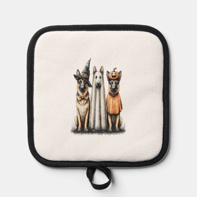 Halloween Ghost German Shepherd Dog Topflappen (Vorderseite)