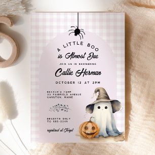 Halloween Ghost Gingham Little Boo Baby Shower Einladung