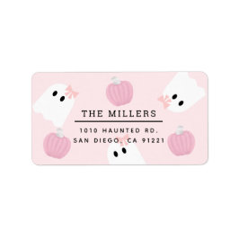Halloween Ghost GIrl & Pumpkin Pink-Adresse Adressaufkleber