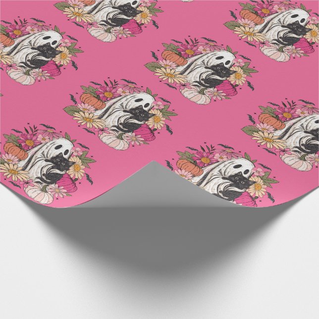 Halloween Ghost Girly Geschenkpapier (Ecke)