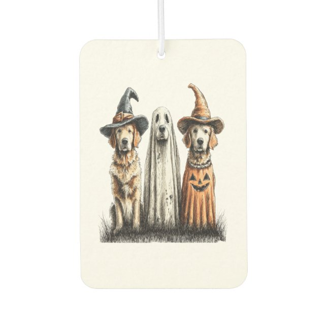 Halloween Ghost Golden Retriever Dog Autolufterfrischer (Vorderseite)