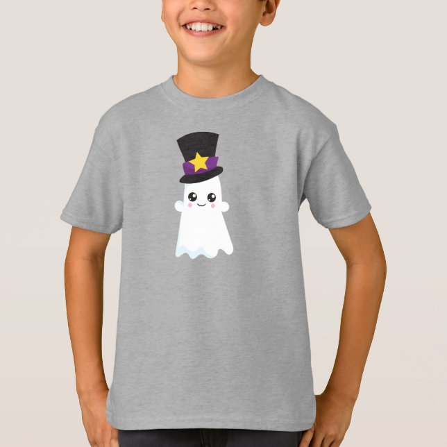 Halloween, Ghost, Hat, Trick oder Treat, Boo T-Shirt (Vorderseite)