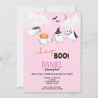 Halloween Ghost Hey Boo Birthday Party Einladung