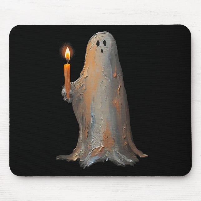 Halloween Ghost Holding Candle Spooky Mousepad (Vorne)