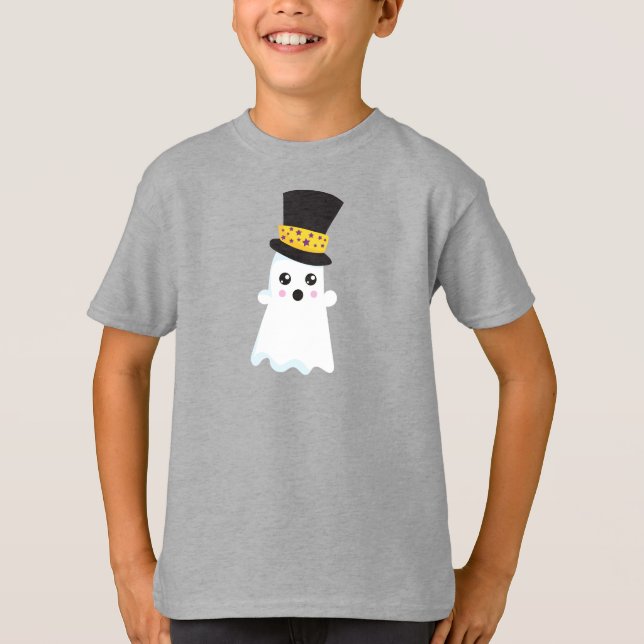 Halloween, Ghost, Hut, Boo, Trick oder Trete T-Shirt (Vorderseite)