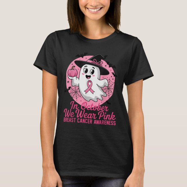Halloween Ghost im Oktober Wir tragen NK Brustkreb T-Shirt (Vorderseite)