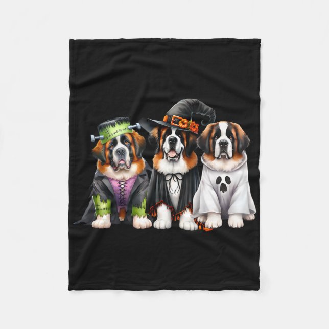 Halloween Ghost Kostüm Hexe Dog Saint Bernard St Fleecedecke (Vorderseite)