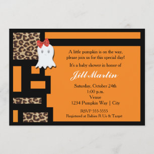 Halloween Ghost & Leopard Baby Dusche Einladung