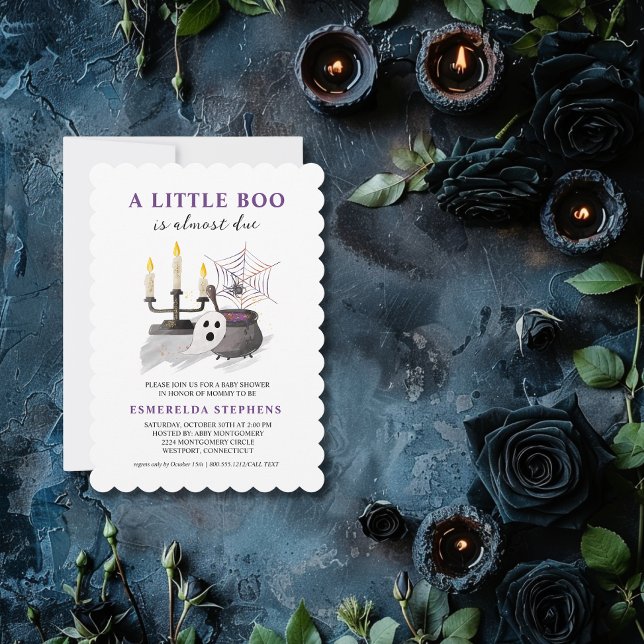 Halloween Ghost Little Boo Baby Dusche Einladung (A Little Boo Is Almost Due Baby Shower Invitation )