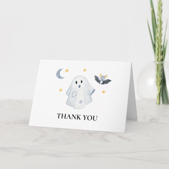 Halloween Ghost Little Boo Babydusche Danke Karte (Vorderseite)