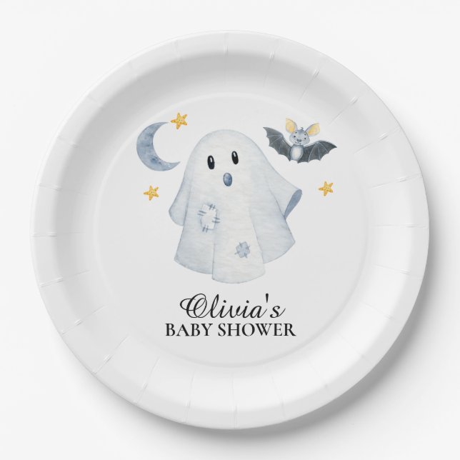 Halloween Ghost Little Boo Babydusche Papierplatte Pappteller (Vorderseite)