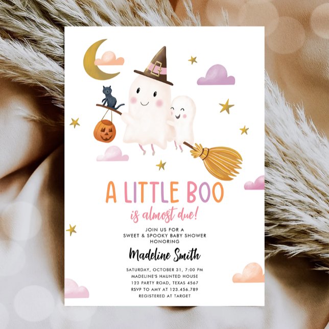 Halloween Ghost Little Boo Spooky Girl Babydusche Einladung (Von Creator hochgeladen)