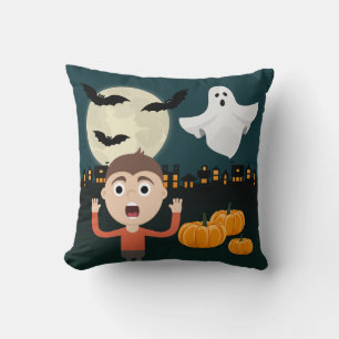 Halloween Ghost Moon Bats Illustrationskissen Kissen