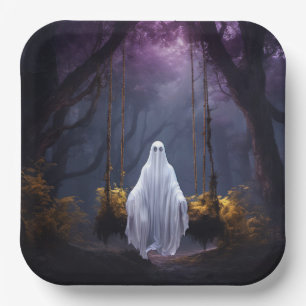 Halloween Ghost on Swing Pappteller