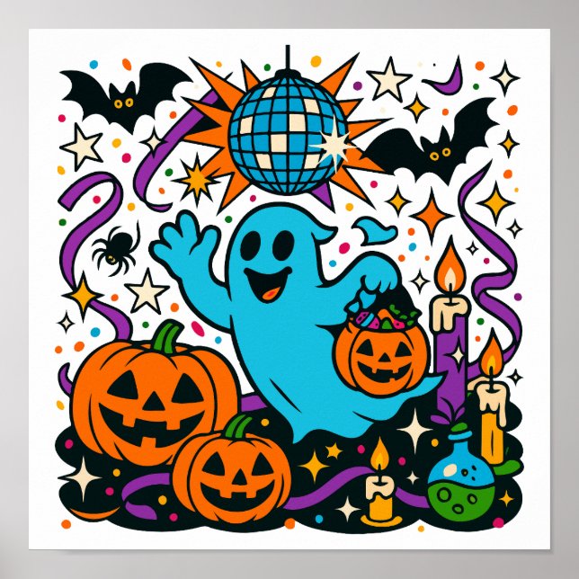 Halloween Ghost Party Clipart PNG, niedlich Spooki Poster (Vorne)