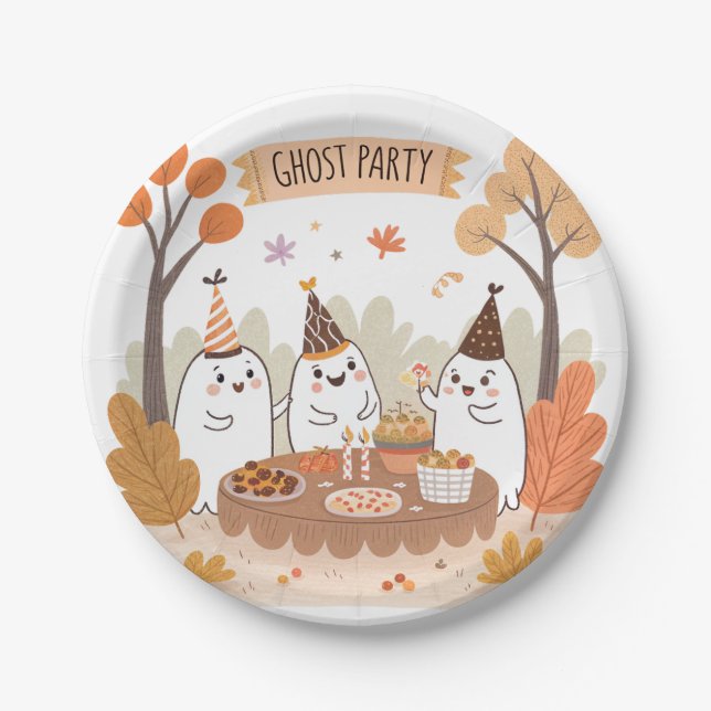 Halloween Ghost Party Niedlicher Cartoon Pappteller (Vorderseite)