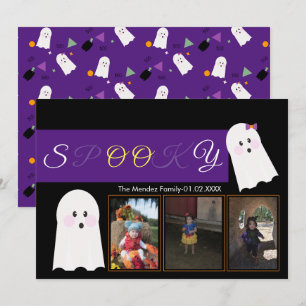 Halloween Ghost Pattern Collage Foto-Karte Feiertagskarte