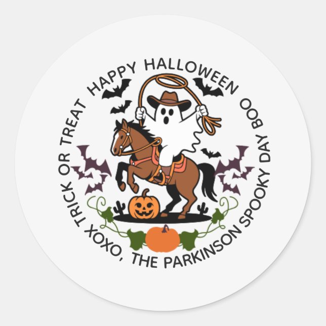 Halloween Ghost & Pferderaufkleber Runder Aufkleber (Vorderseite)