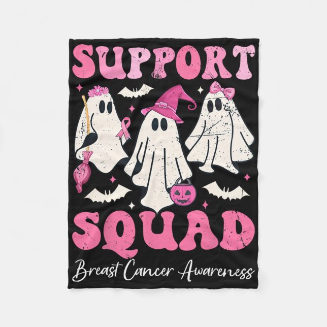 Halloween Ghost Pink Hexenhut Support Squad Breas Fleecedecke (Vorderseite)