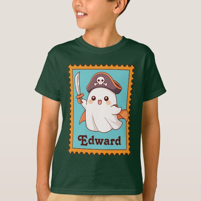 Halloween Ghost Pirate Costume Cute Stamp T-Shirt (Vorderseite)