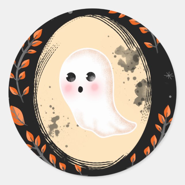 Halloween Ghost Portrait Aufkleber (Vorderseite)
