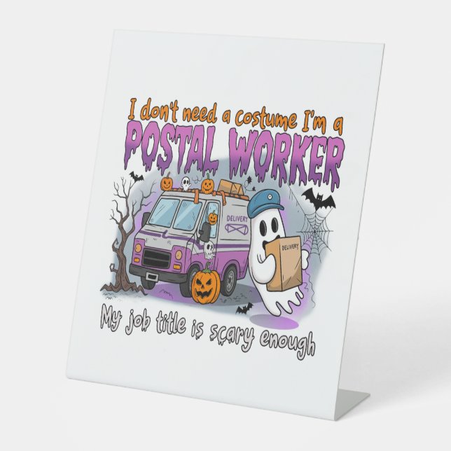 Halloween Ghost,Postal Worker Sockelschild (Vorderseite)