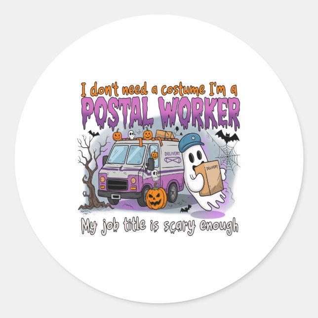 Halloween Ghost, Postarbeiter Runder Aufkleber (Vorderseite)