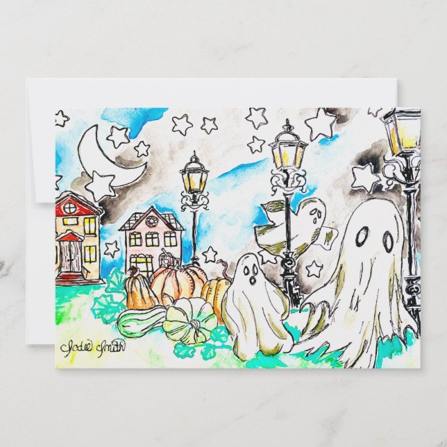 Halloween Ghost Print Feiertagskarte (Vorderseite)