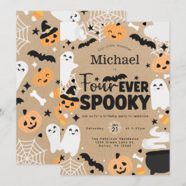 Halloween Ghost Pumpkin 4th Birthday Party Einladung