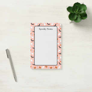Halloween Ghost Pumpkin Bat Peach Pink Sticky Post-it Klebezettel