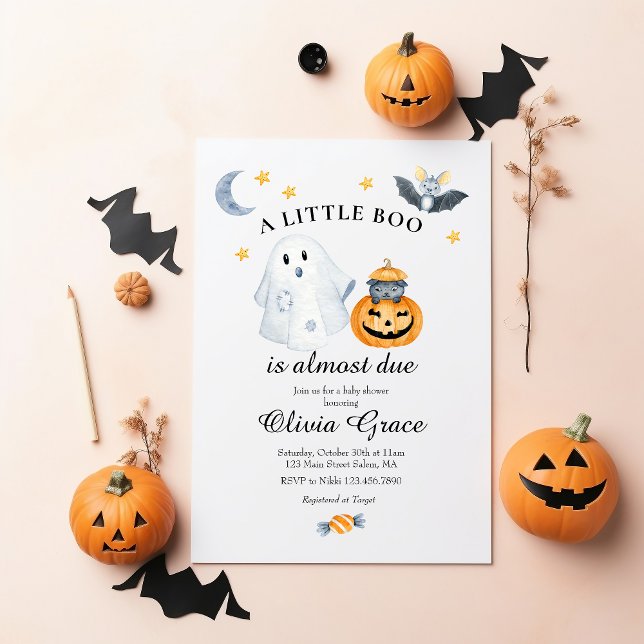 Halloween Ghost Pumpkin Little Boo Baby Shower Inv Einladung (Von Creator hochgeladen)