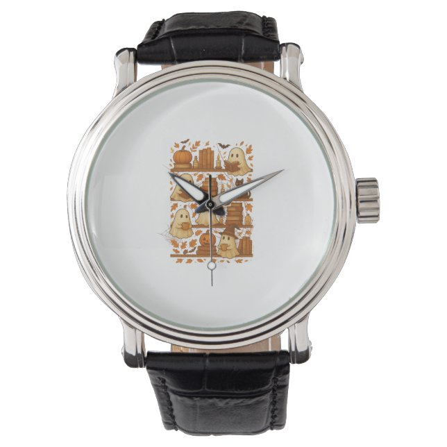 Halloween Ghost Reading Books Lover Armbanduhr (Vorderseite)