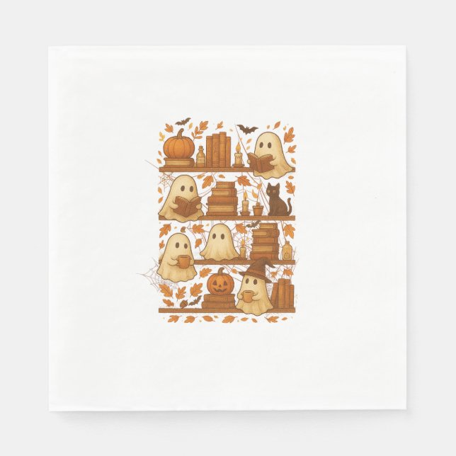 Halloween Ghost Reading Books Lover Serviette (Vorderseite)