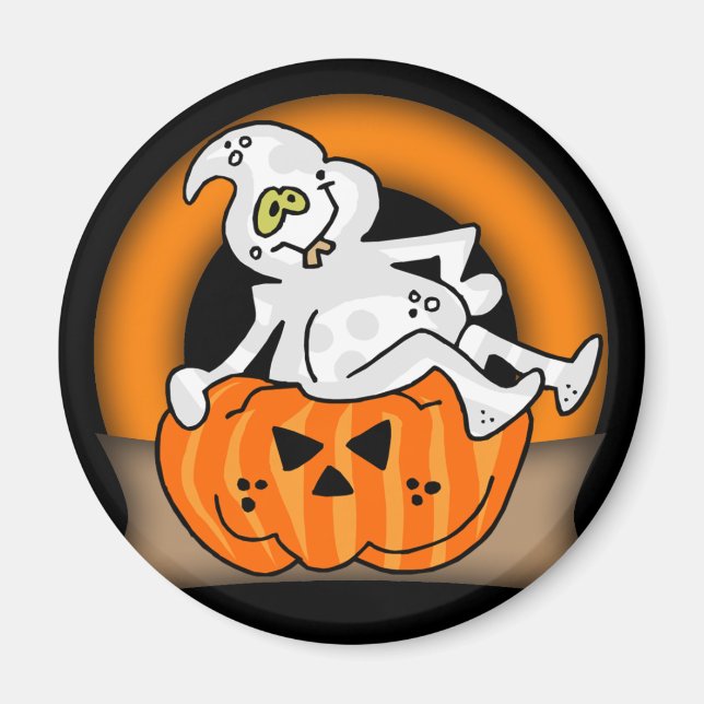 Halloween Ghost Round Magnet (Vorne)