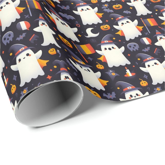 Halloween Ghost Rumänische Flaggenfarben Geschenkpapier (Rolleneckpunkt)