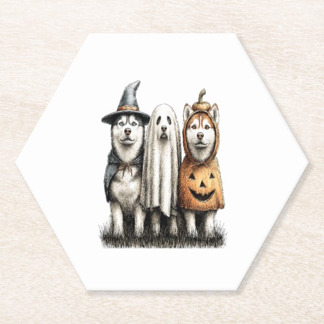 Halloween Ghost Siberian Husky Dog Untersetzer (Vorderseite)