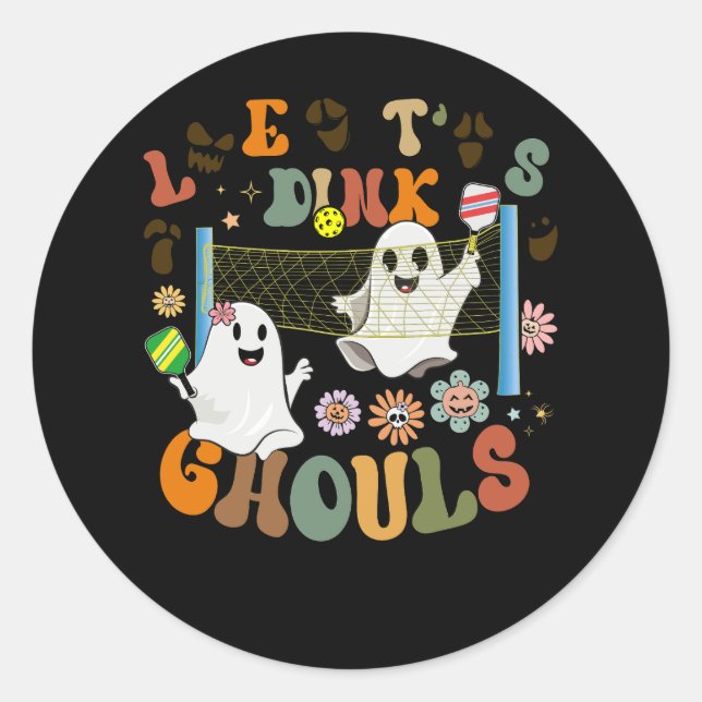 Halloween Ghost Spiel Pickleball Kostüm Let's D Runder Aufkleber (Vorderseite)