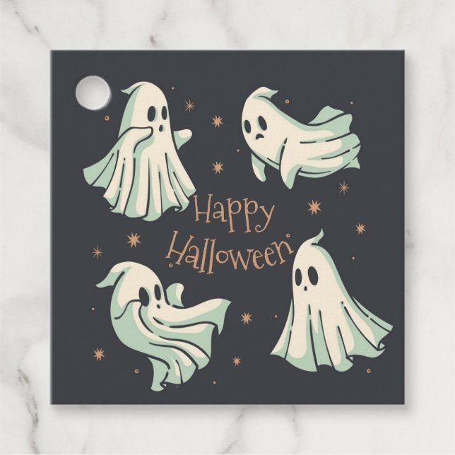 Halloween Ghost Spooktacular Happy Halloween Geschenkanhänger (Vorderseite)