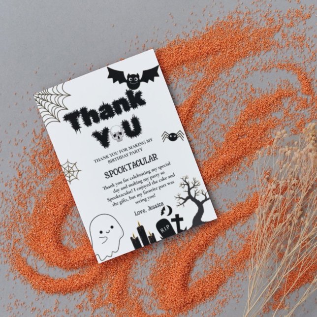 Halloween Ghost Spooky Geburtstagsparty Dankeskarte (Von Creator hochgeladen)
