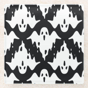 Halloween Ghost Spooky Nahtloses Muster Glasuntersetzer