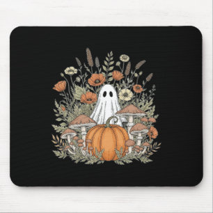 Halloween Ghost Spooky Season Retro Boho Floral Pu Mousepad