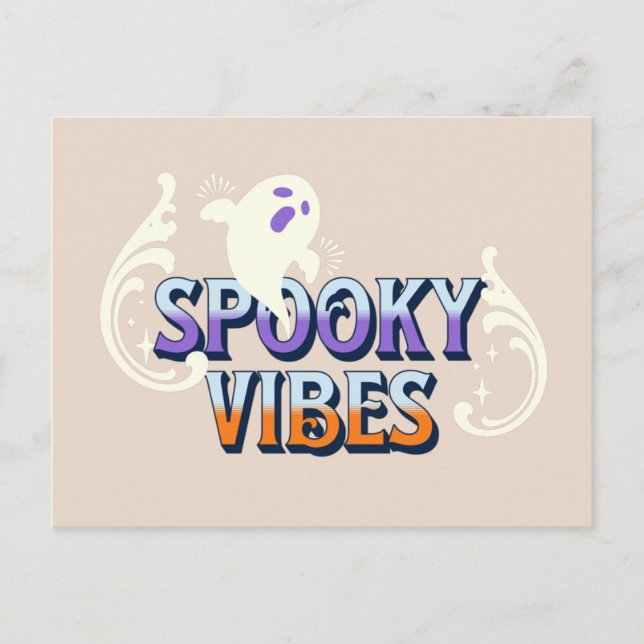 Halloween Ghost Spooky Vibes Retro Postkarte (Vorderseite)