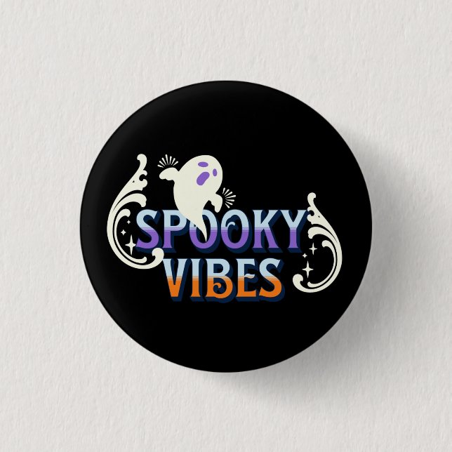 Halloween Ghost Spooky Vibes Typografy Letting Button (Vorderseite)