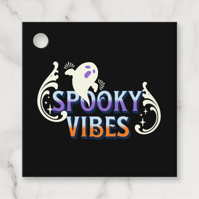 Halloween Ghost Spooky Vibes Typografy Letting Geschenkanhänger (Vorderseite)