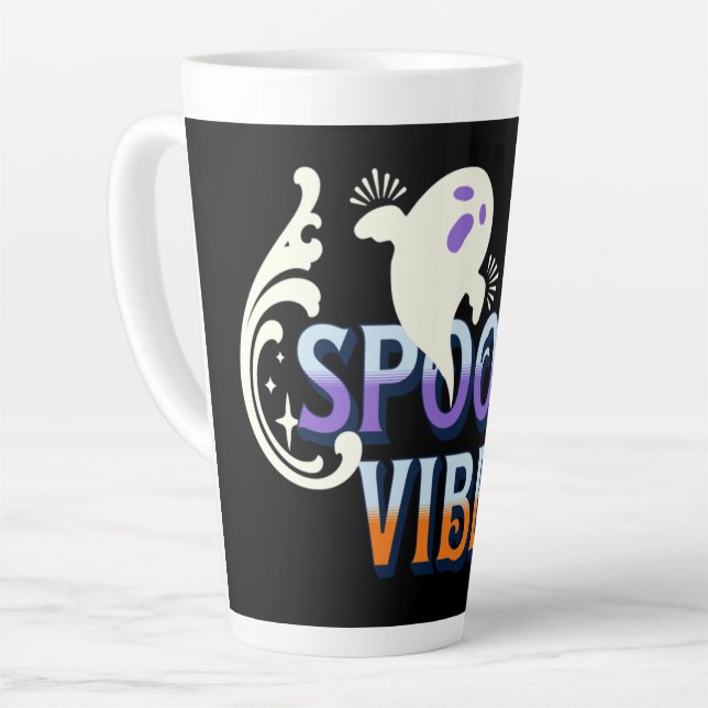 Halloween Ghost Spooky Vibes Typografy Letting Milchtasse (Linke Ecke)