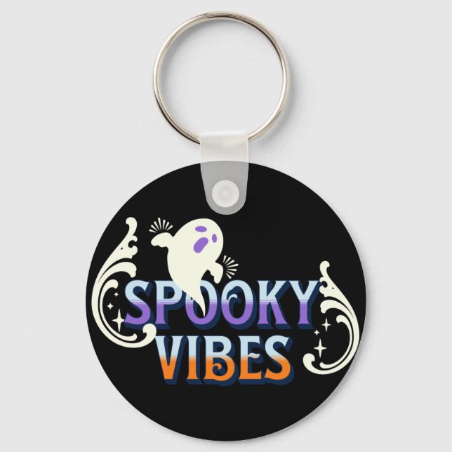 Halloween Ghost Spooky Vibes Typografy Letting Schlüsselanhänger (Vorderseite)