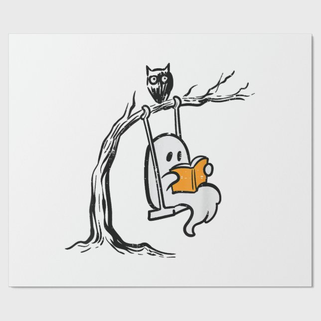 Halloween Ghost Swing Reading Geschenkpapier (Flach)