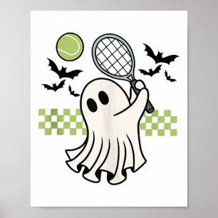 Halloween Ghost Tennis Player Retro Spooky Saison Poster