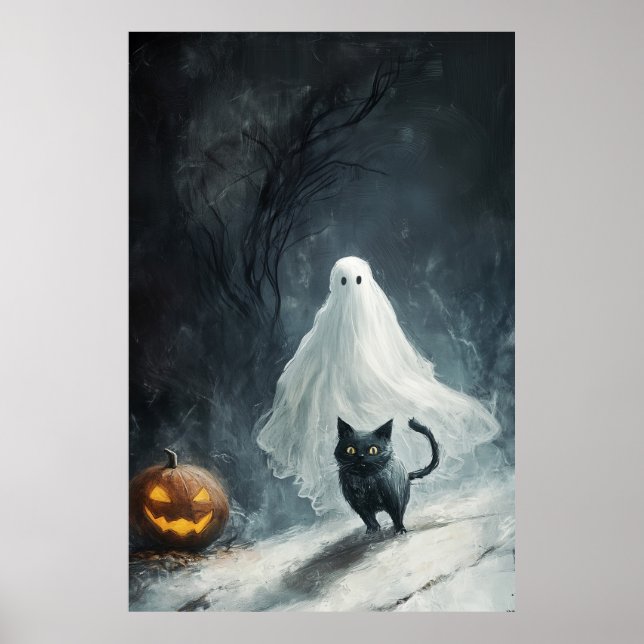 Halloween Ghost und Black Cat Poster (Vorne)